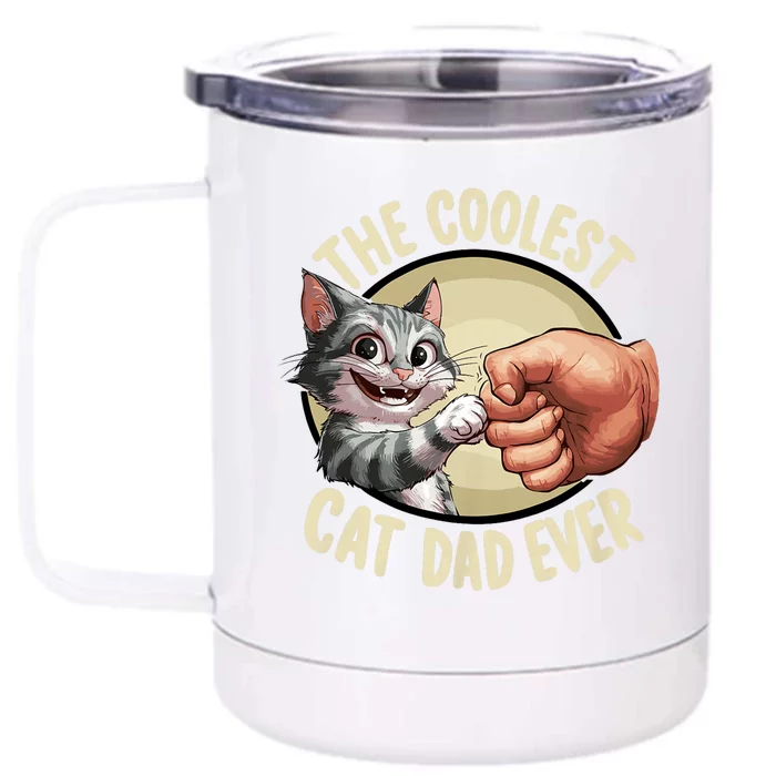 The Coolest Cat Dad Ever FatherS Day Front & Back 12oz Stainless Steel Tumbler Cup