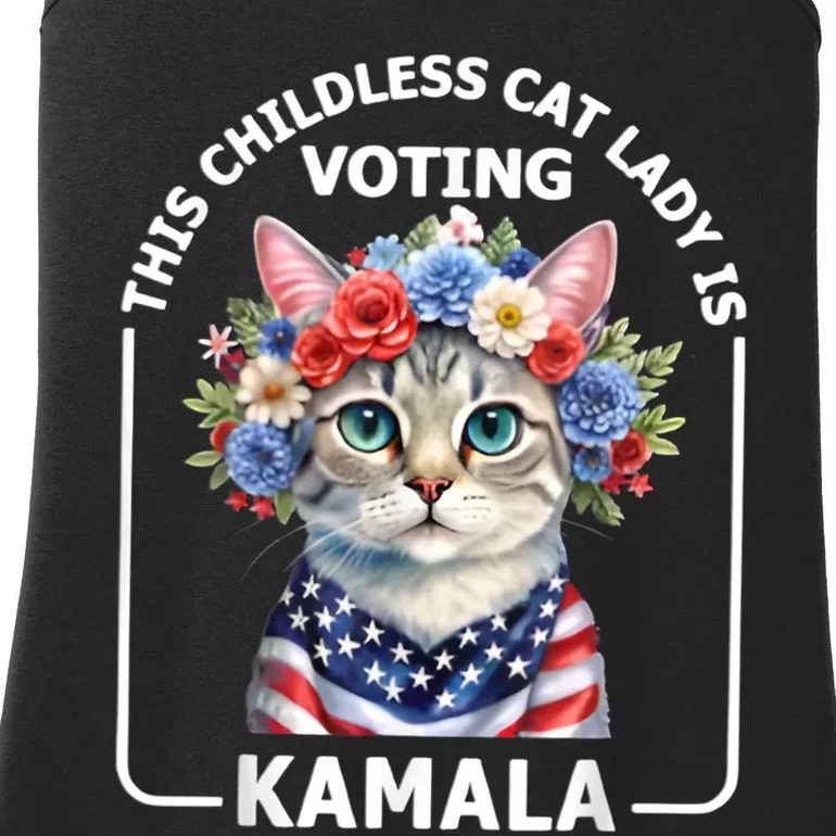 This Childless Cat Lady Ladies Is Voting Kamala Election 24 Ladies Essential Tank