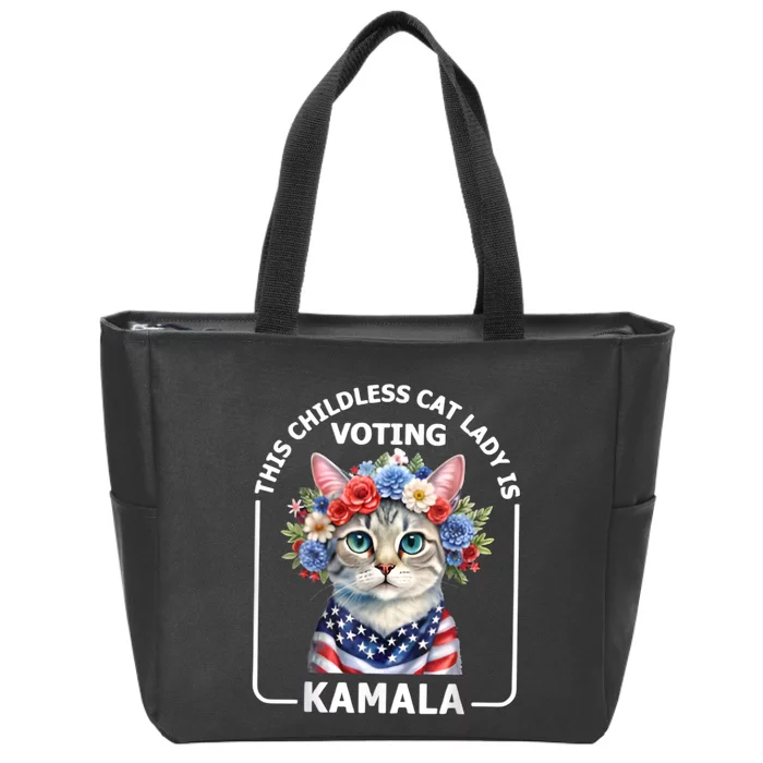 This Childless Cat Lady Ladies Is Voting Kamala Election 24 Zip Tote Bag