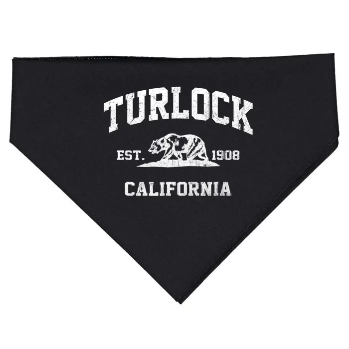 Turlock California CA Vintage State Athletic Style USA-Made Doggie Bandana