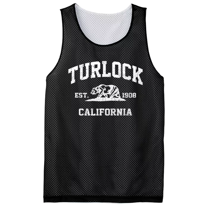 Turlock California CA Vintage State Athletic Style Mesh Reversible Basketball Jersey Tank