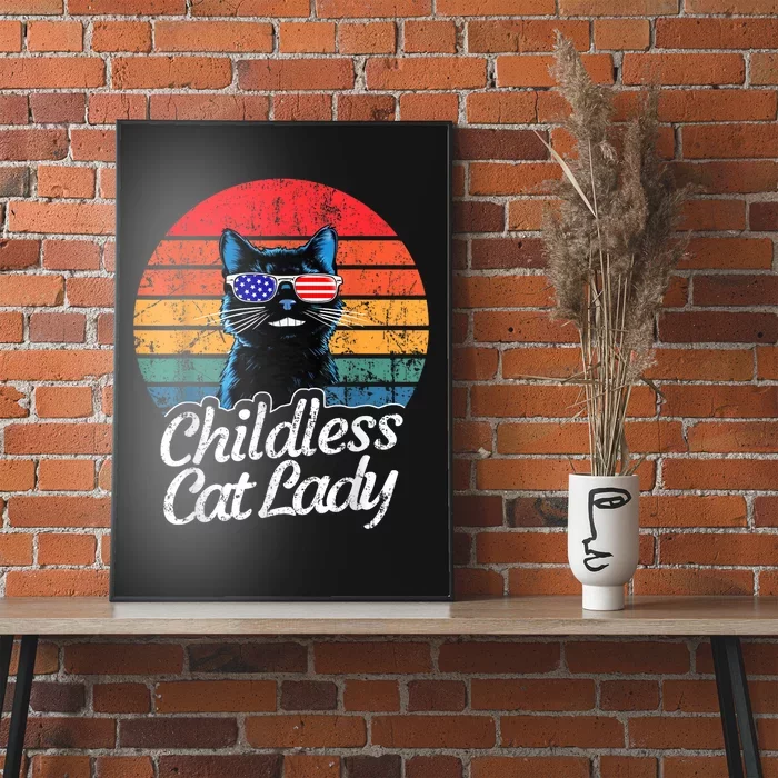 This Childless Cat Lady Is Voting Kamalaharris 2024 Retro Poster