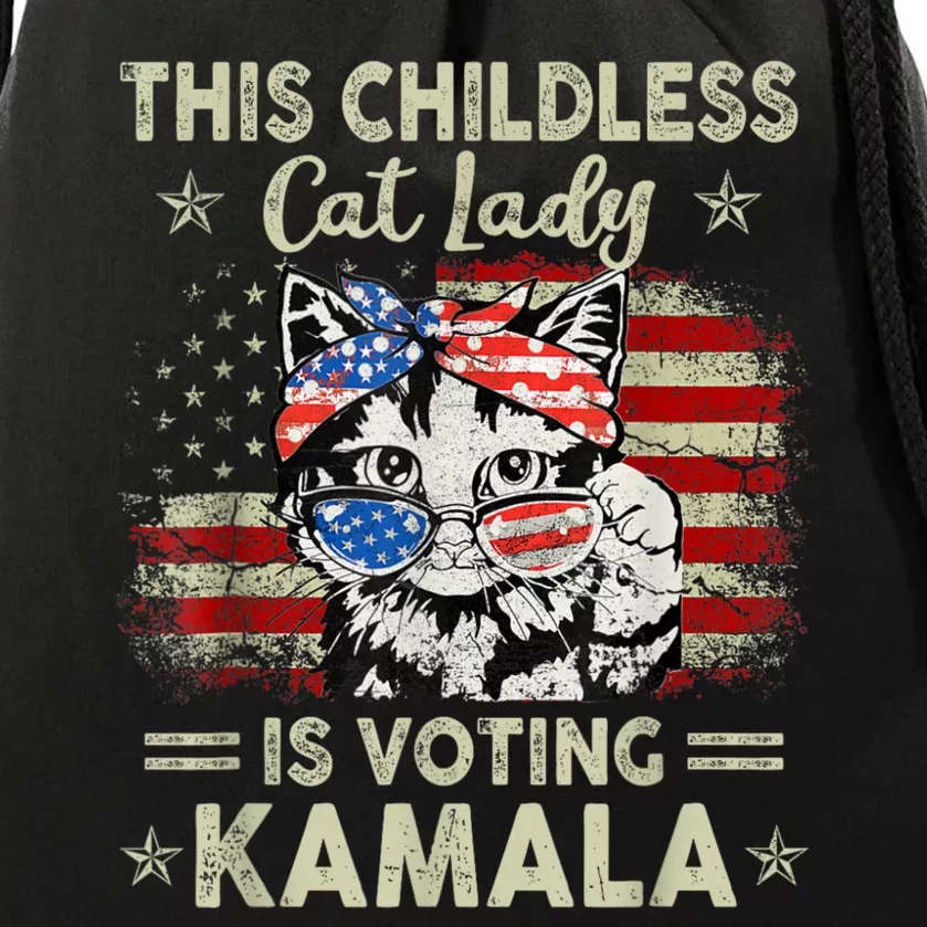 This Childless Cat Lady Is Voting Kamalaharris 2024 Drawstring Bag