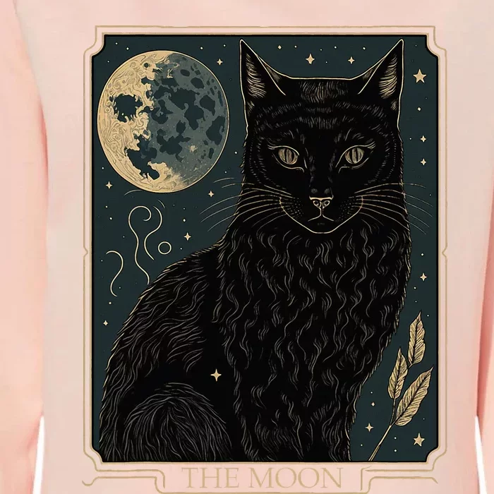 Tarot Card Crescent Moon And Cat Graphic Womens California Wash Sweatshirt