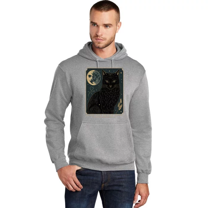 Tarot Card Crescent Moon And Cat Graphic Tall Hoodie