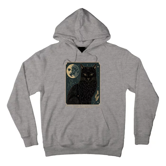 Tarot Card Crescent Moon And Cat Graphic Tall Hoodie