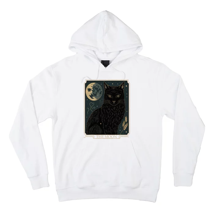 Tarot Card Crescent Moon And Cat Graphic Hoodie