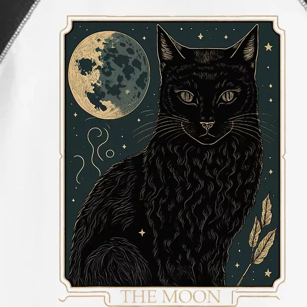 Tarot Card Crescent Moon And Cat Graphic Toddler Fine Jersey T-Shirt