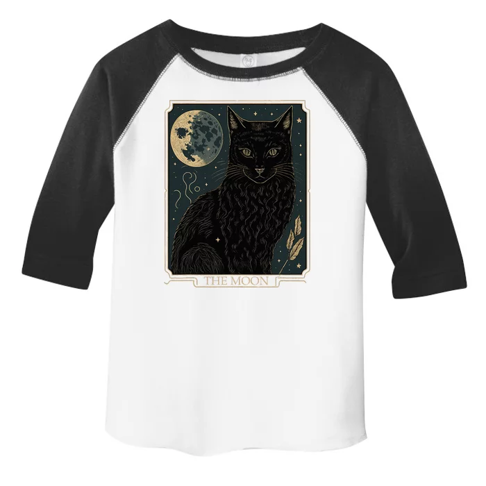 Tarot Card Crescent Moon And Cat Graphic Toddler Fine Jersey T-Shirt