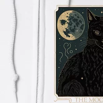 Tarot Card Crescent Moon And Cat Graphic Full Zip Hoodie