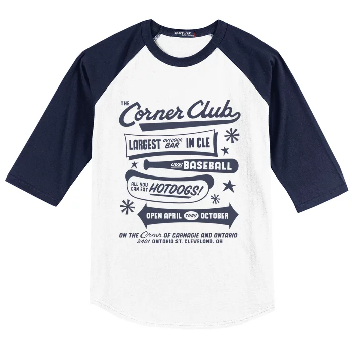 The Corner Club Largest Outdoor Bar In Cle Baseball Sleeve Shirt