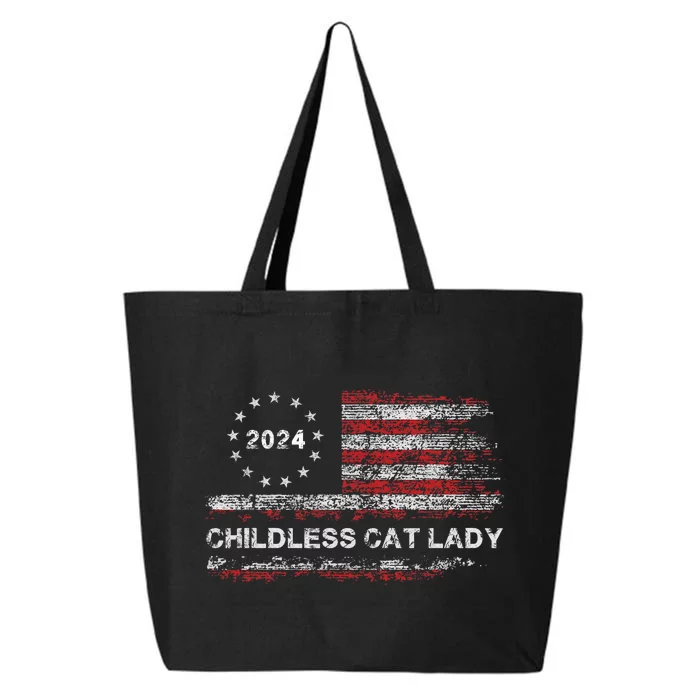 The Childless Cat Lady 2024 For President Us Flag Vintage 25L Jumbo Tote