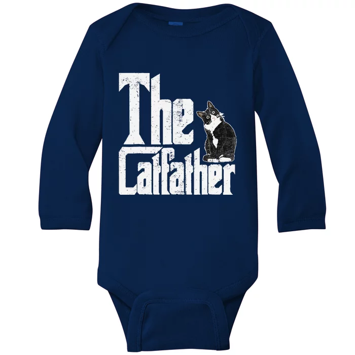 The Catfather Cat Father Mafia Funny Parody Fathers Day Baby Long Sleeve Bodysuit