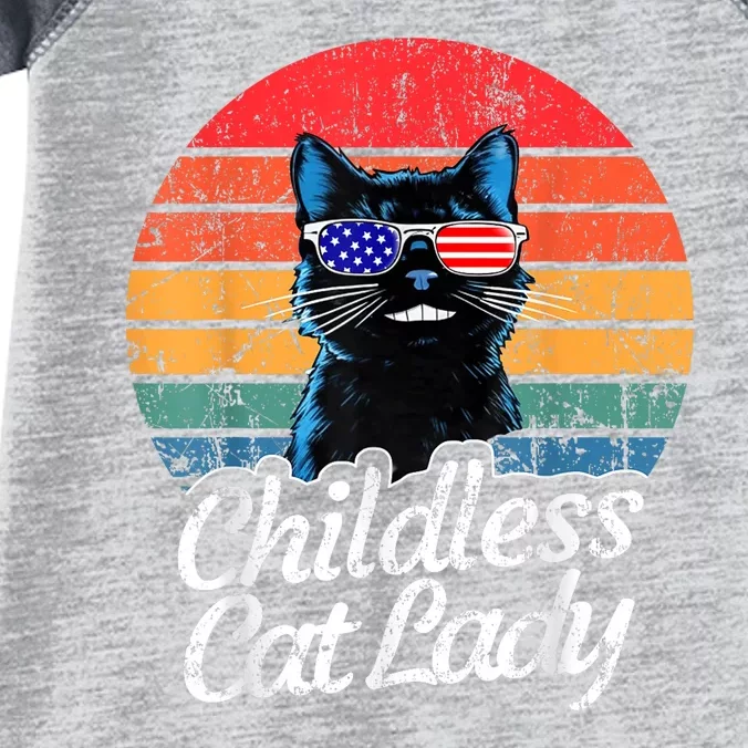 This Childless Cat Lady Is Voting Kamalaharris 2024 Retro Infant Baby Jersey Bodysuit