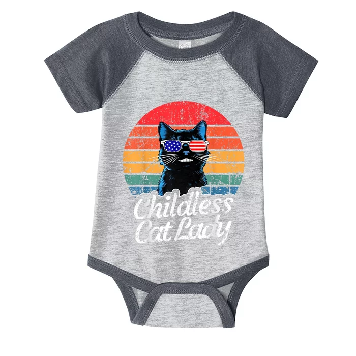 This Childless Cat Lady Is Voting Kamalaharris 2024 Retro Infant Baby Jersey Bodysuit