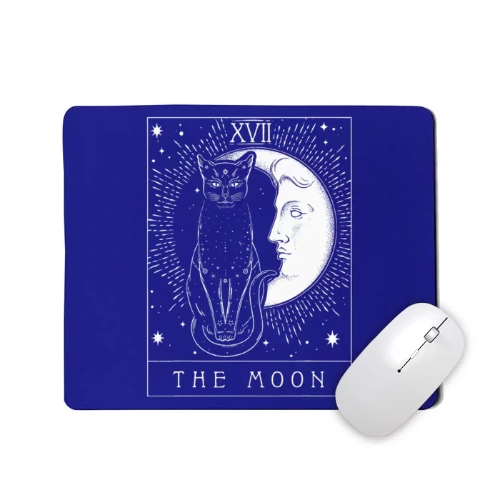 Tarot Card Crescent Moon And Cat Mousepad