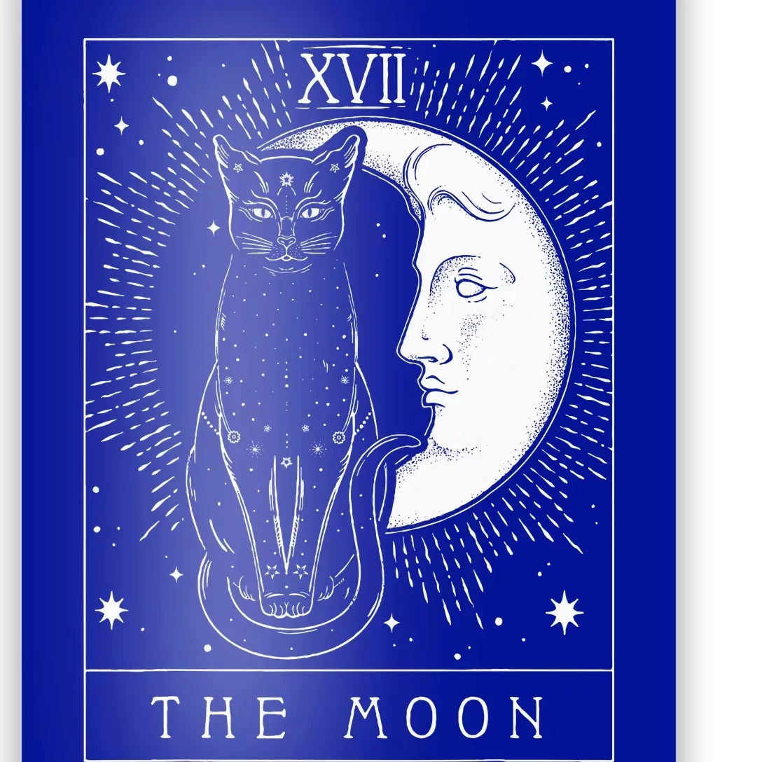 Tarot Card Crescent Moon And Cat Poster