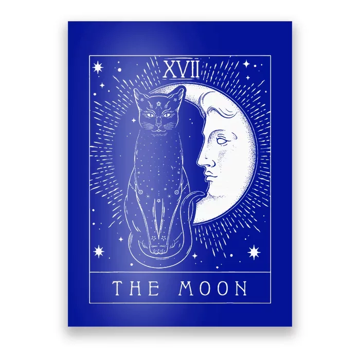 Tarot Card Crescent Moon And Cat Poster