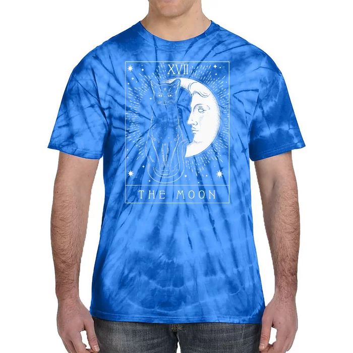 Tarot Card Crescent Moon And Cat Tie-Dye T-Shirt