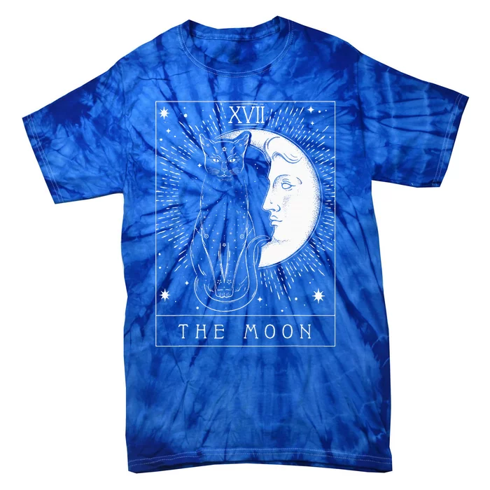 Tarot Card Crescent Moon And Cat Tie-Dye T-Shirt