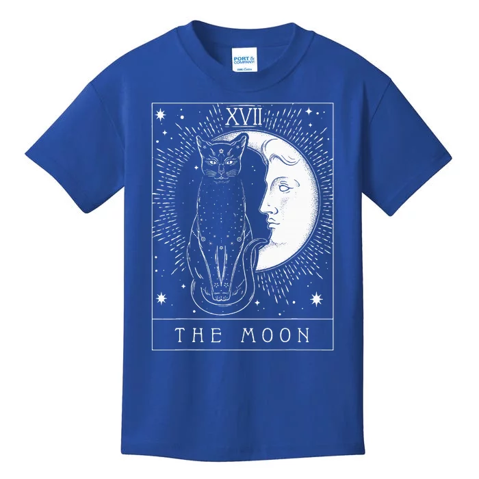 Tarot Card Crescent Moon And Cat Kids T-Shirt