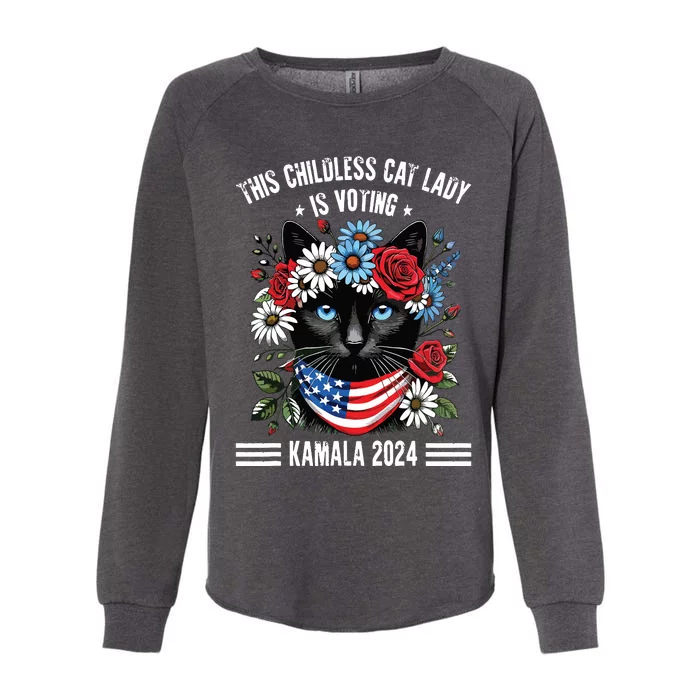 This Childless Cat Lady Ladies Is Voting Kamala 2024 Womens California Wash Sweatshirt