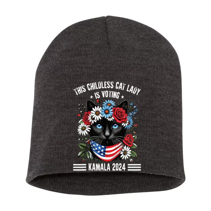 This Childless Cat Lady Ladies Is Voting Kamala 2024 Short Acrylic Beanie