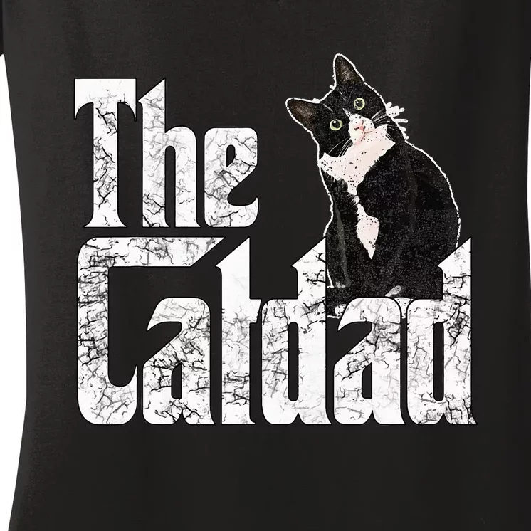 The Catfather Crazy Cat Father Kitty Daddy Women's V-Neck T-Shirt