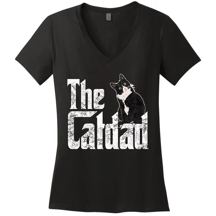 The Catfather Crazy Cat Father Kitty Daddy Women's V-Neck T-Shirt