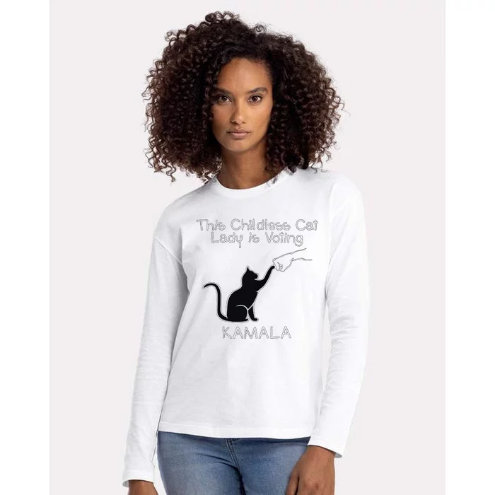 This Childless Cat Lady Is Voting Kamala Womens Cotton Relaxed Long Sleeve T-Shirt