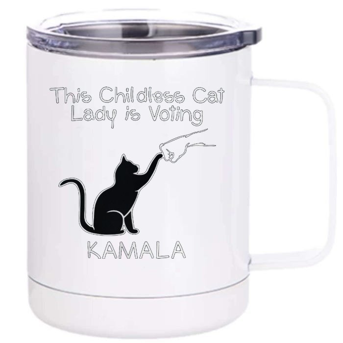 This Childless Cat Lady Is Voting Kamala Front & Back 12oz Stainless Steel Tumbler Cup