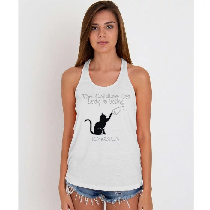 This Childless Cat Lady Is Voting Kamala Women's Knotted Racerback Tank