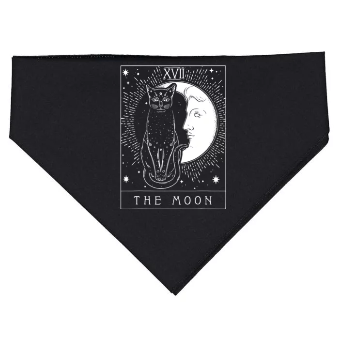 Tarot Card Crescent Moon And Cat Graphic USA-Made Doggie Bandana