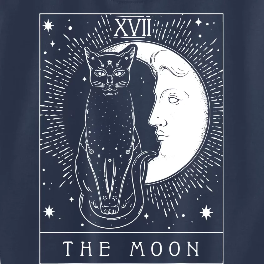 Tarot Card Crescent Moon And Cat Graphic Kids Sweatshirt