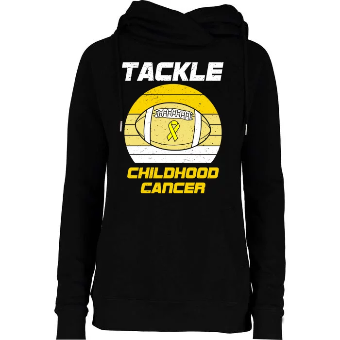 Tackle Childhood Cancer Football Womens Funnel Neck Pullover Hood