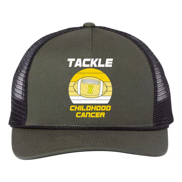 Tackle Childhood Cancer Football Retro Rope Trucker Hat Cap