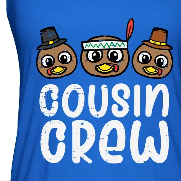 Thanksgiving Cousin Crew Turkey Head Gift Ladies Essential Flowy Tank