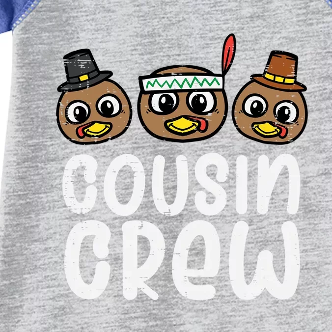 Thanksgiving Cousin Crew Turkey Head Gift Infant Baby Jersey Bodysuit