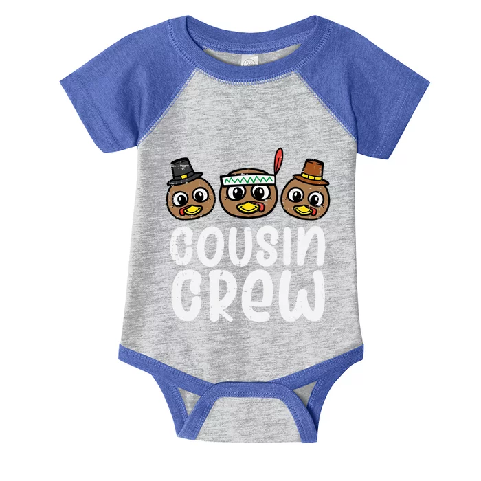 Thanksgiving Cousin Crew Turkey Head Gift Infant Baby Jersey Bodysuit