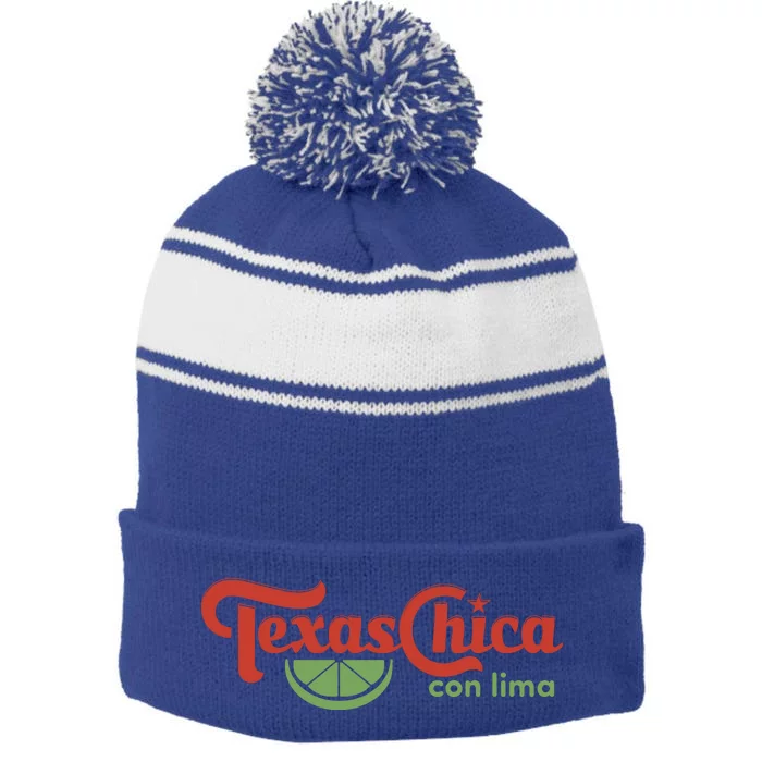 Texas Chica Con Lima Stripe Pom Pom Beanie