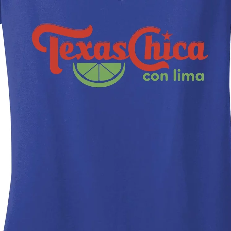 Texas Chica Con Lima Women's V-Neck T-Shirt