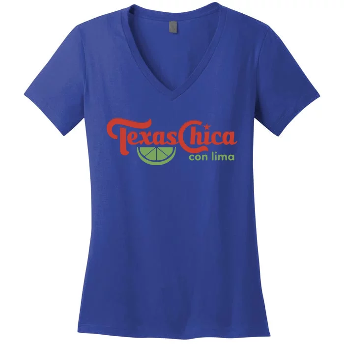 Texas Chica Con Lima Women's V-Neck T-Shirt