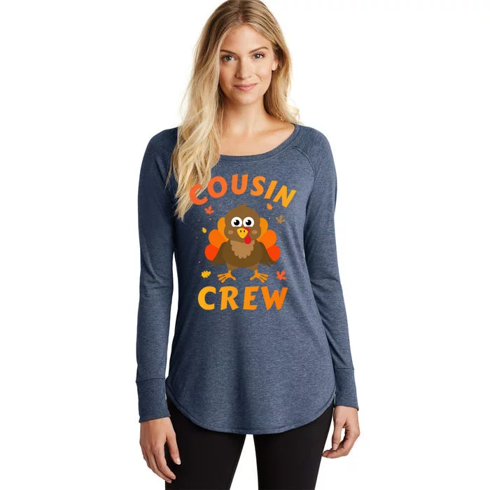 Thanksgiving Cousin Crew With Cute Turkey For Family Reunion Gift Women's Perfect Tri Tunic Long Sleeve Shirt