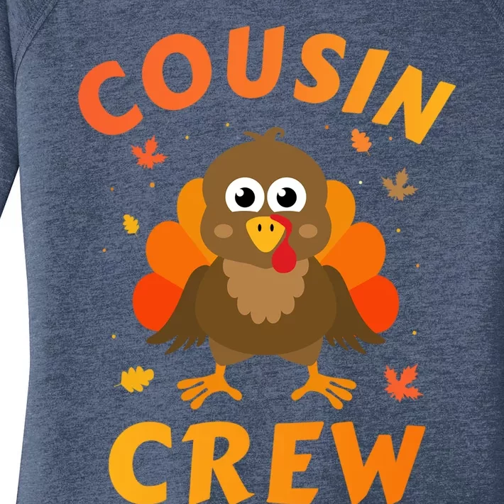 Thanksgiving Cousin Crew With Cute Turkey For Family Reunion Gift Women's Perfect Tri Tunic Long Sleeve Shirt