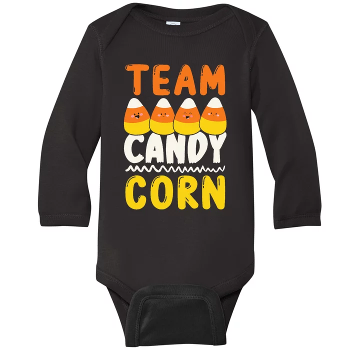 Team Candy Corn Funny Halloween Scary Lazy Costume Baby Long Sleeve Bodysuit