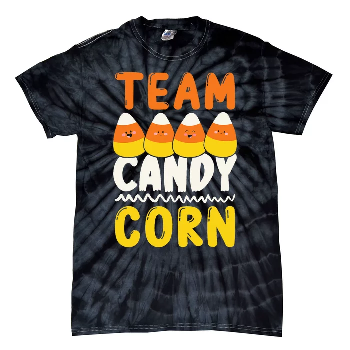 Team Candy Corn Funny Halloween Scary Lazy Costume Tie-Dye T-Shirt