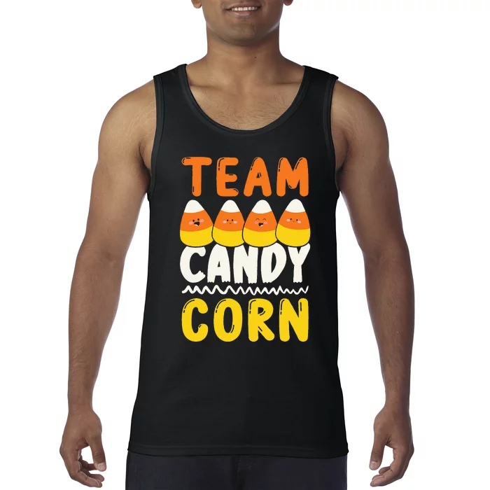 Team Candy Corn Funny Halloween Scary Lazy Costume Tank Top