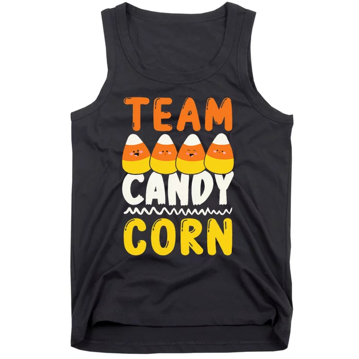 Team Candy Corn Funny Halloween Scary Lazy Costume Tank Top