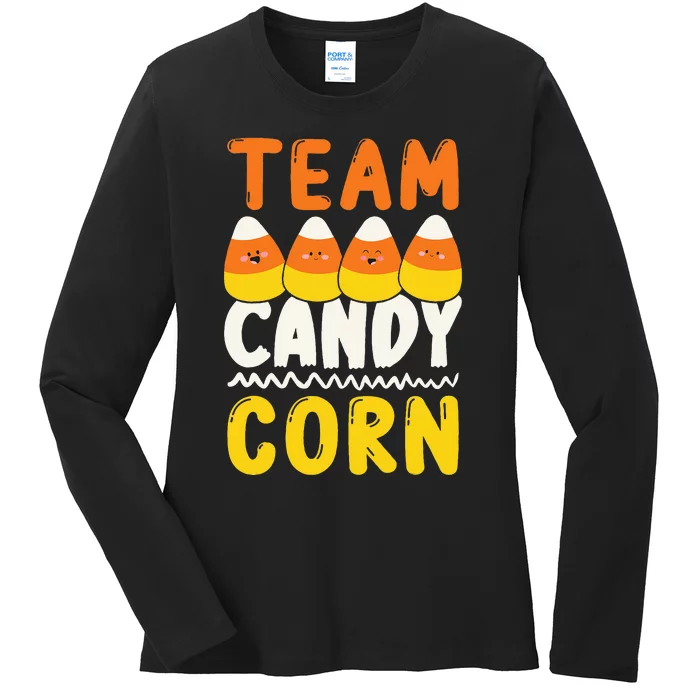 Team Candy Corn Funny Halloween Scary Lazy Costume Ladies Long Sleeve Shirt