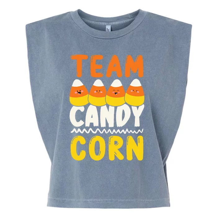 Team Candy Corn Funny Halloween Scary Lazy Costume Garment-Dyed Women's Muscle Tee